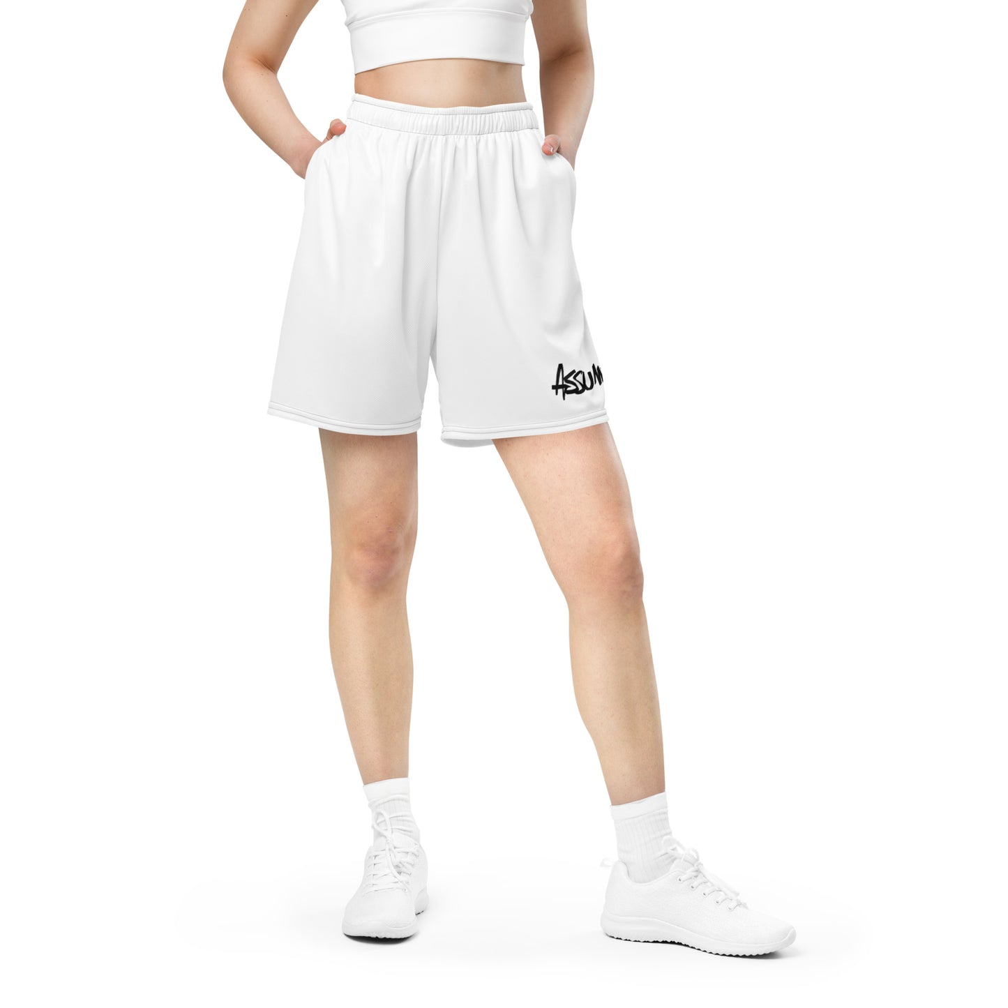 Short ASSUME blanc en maille unisexe