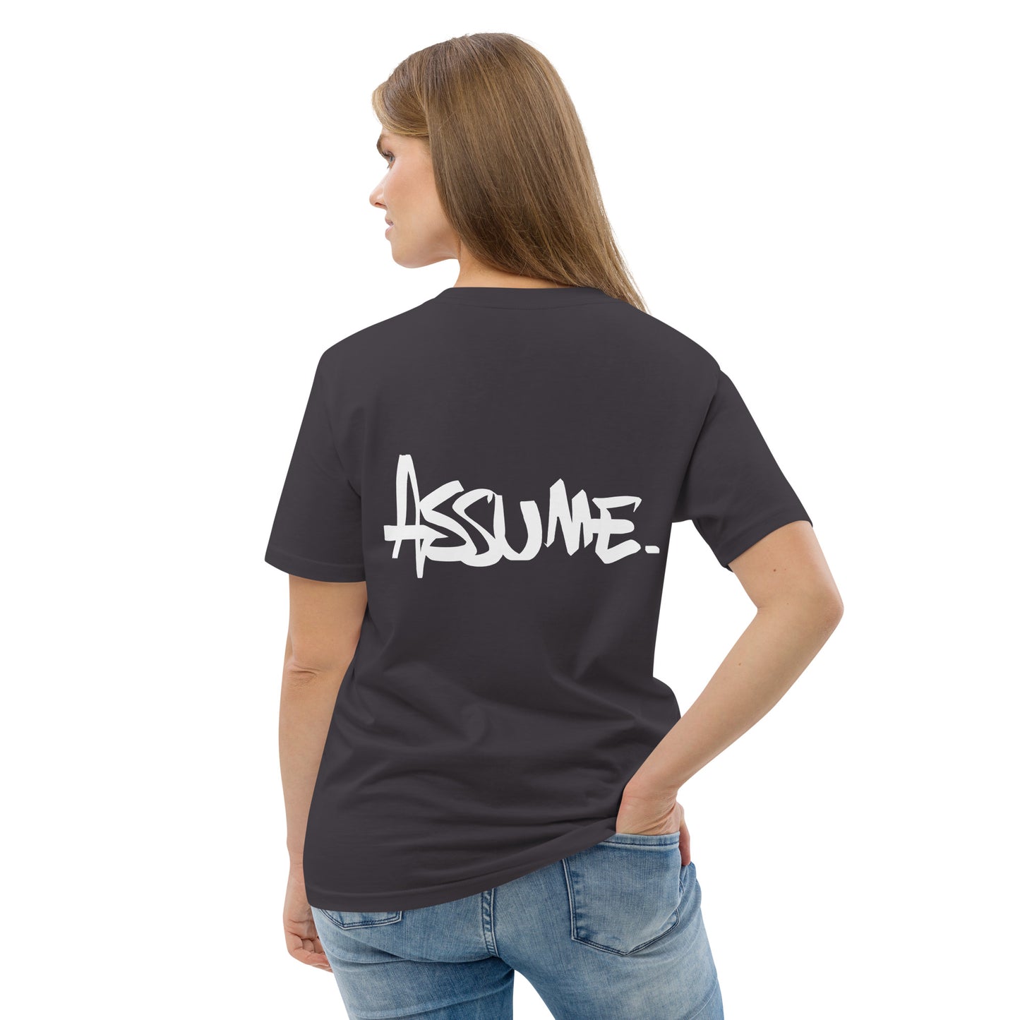 T-shirt ASSUME gris unisexe en coton biologique