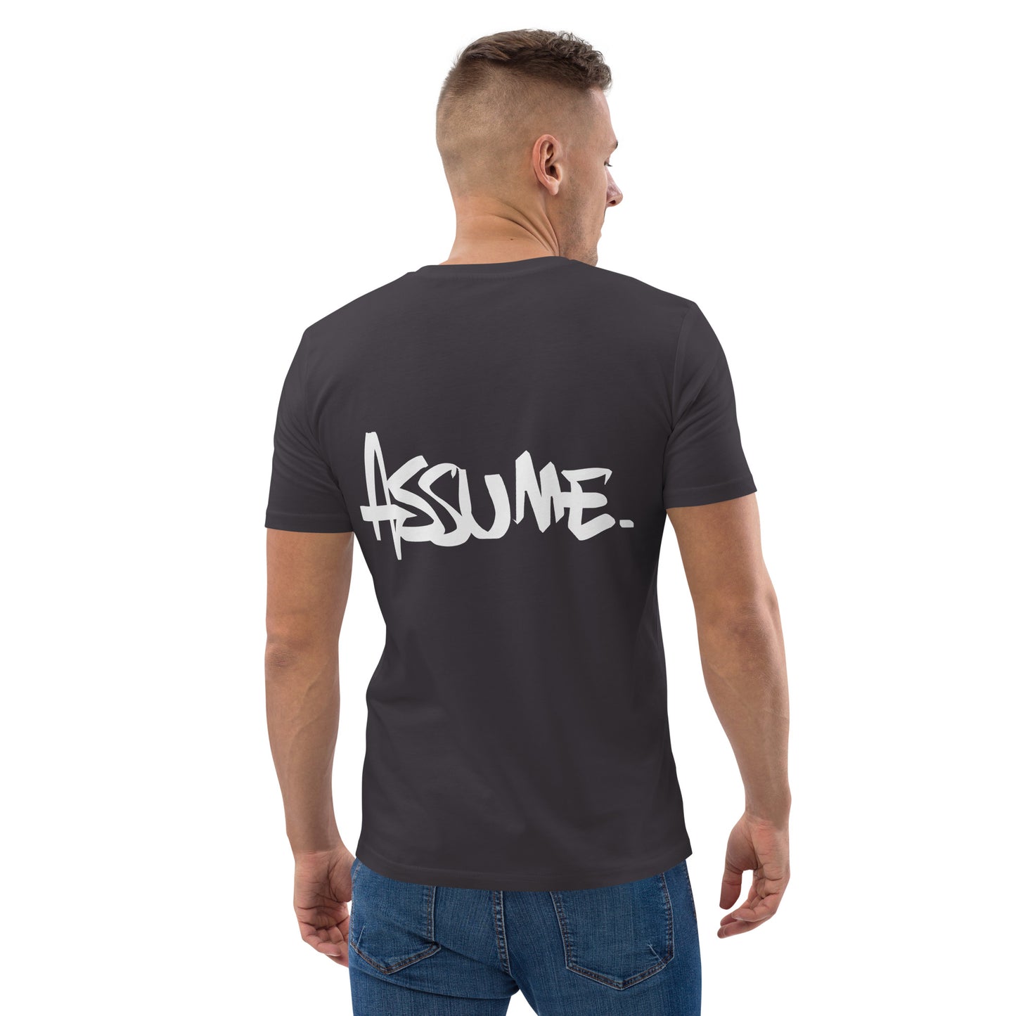 T-shirt ASSUME gris unisexe en coton biologique