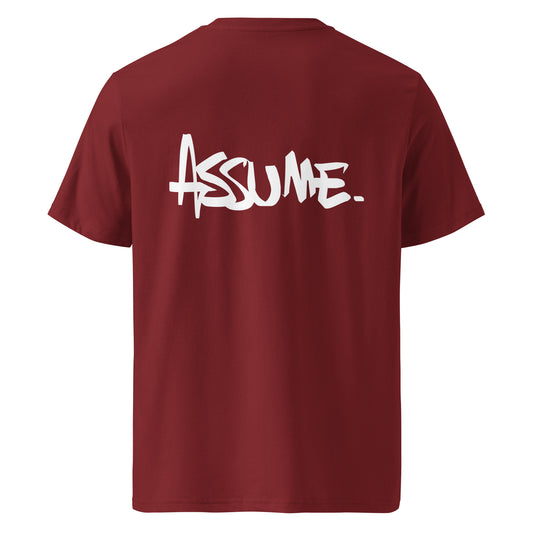 T-shirt ASSUME bordeaux unisexe en coton biologique