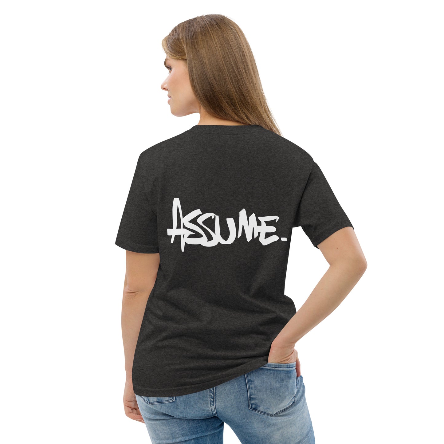 T-shirt ASSUME gris foncé unisexe en coton biologique