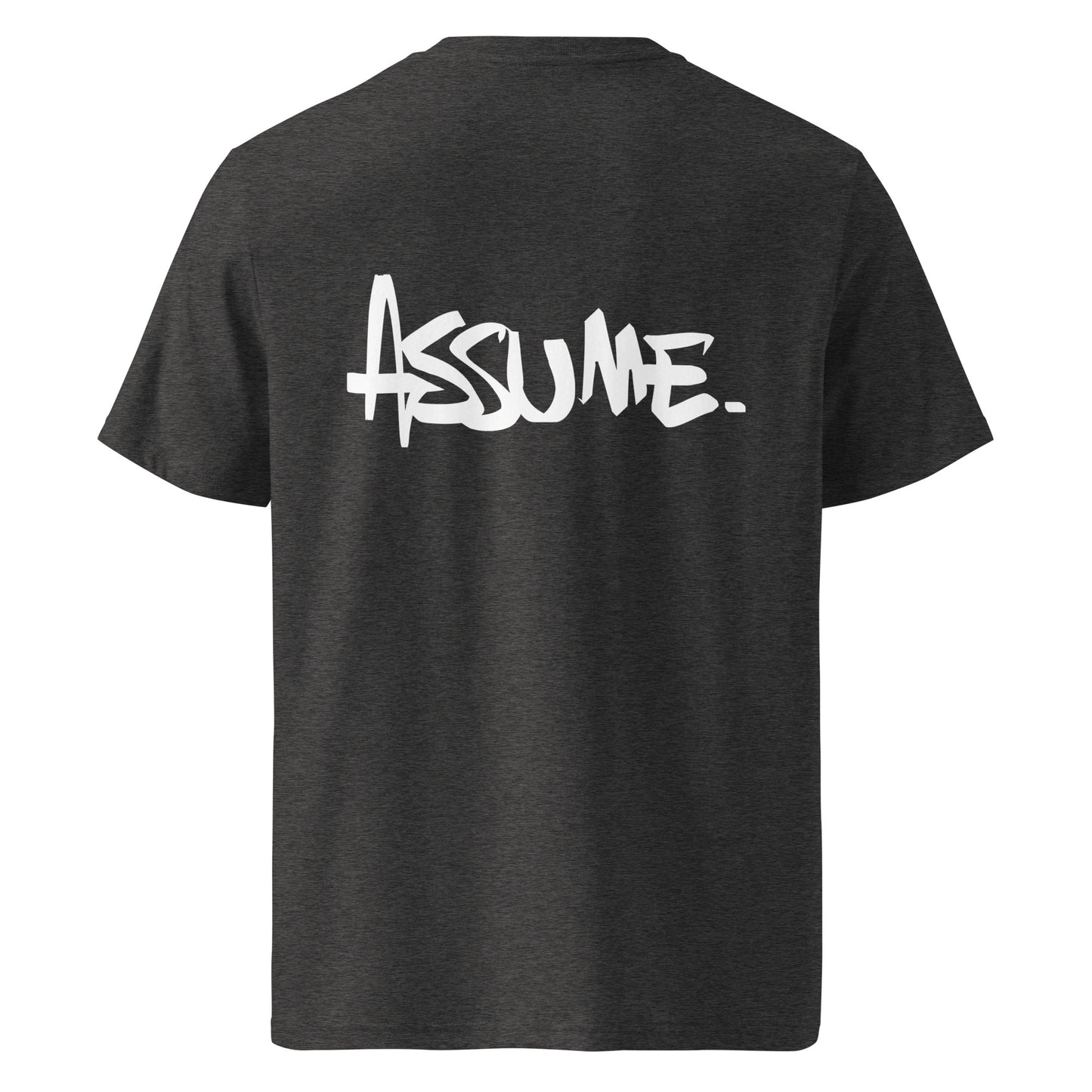 T-shirt ASSUME gris foncé unisexe en coton biologique