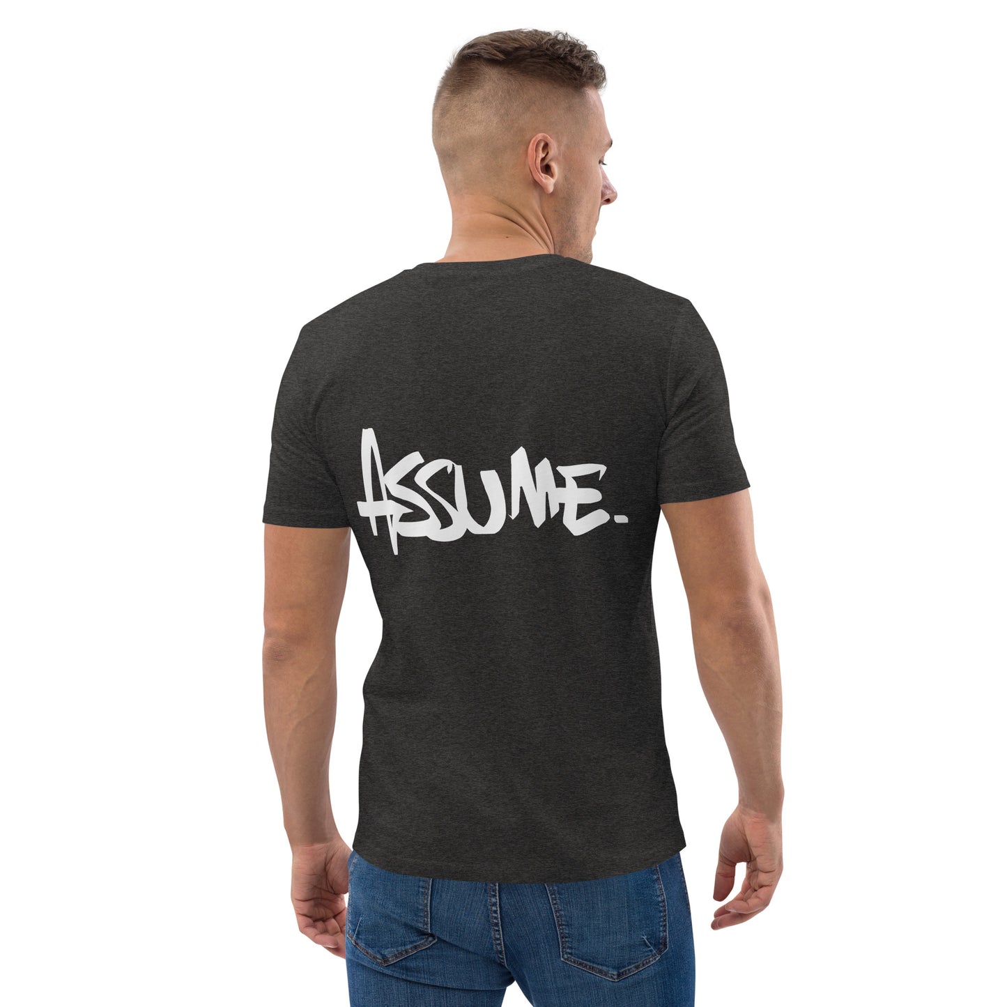 T-shirt ASSUME gris foncé unisexe en coton biologique