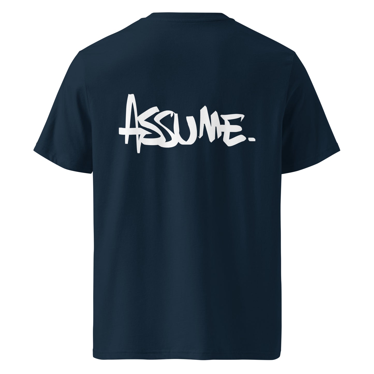 T-shirt ASSUME bleu marine unisexe en coton biologique