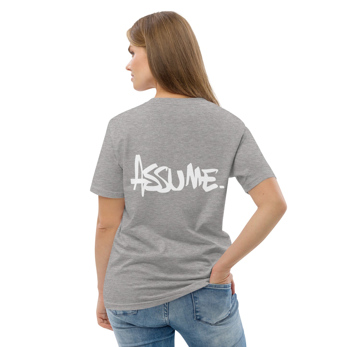 T-shirt ASSUME gris clair unisexe en coton biologique