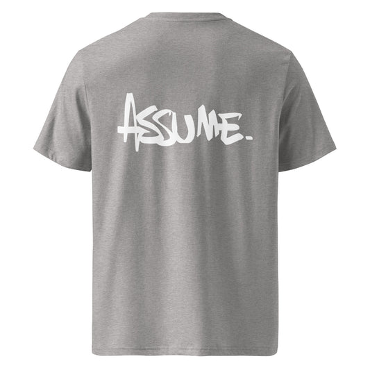 T-shirt ASSUME gris clair unisexe en coton biologique