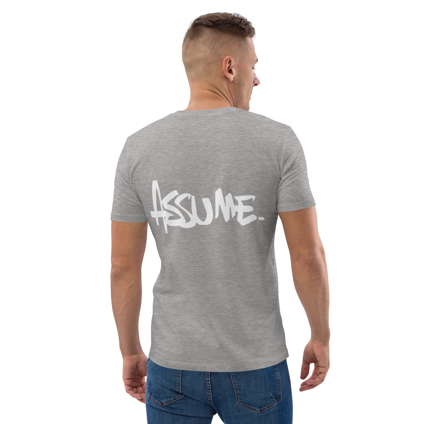 T-shirt ASSUME gris clair unisexe en coton biologique