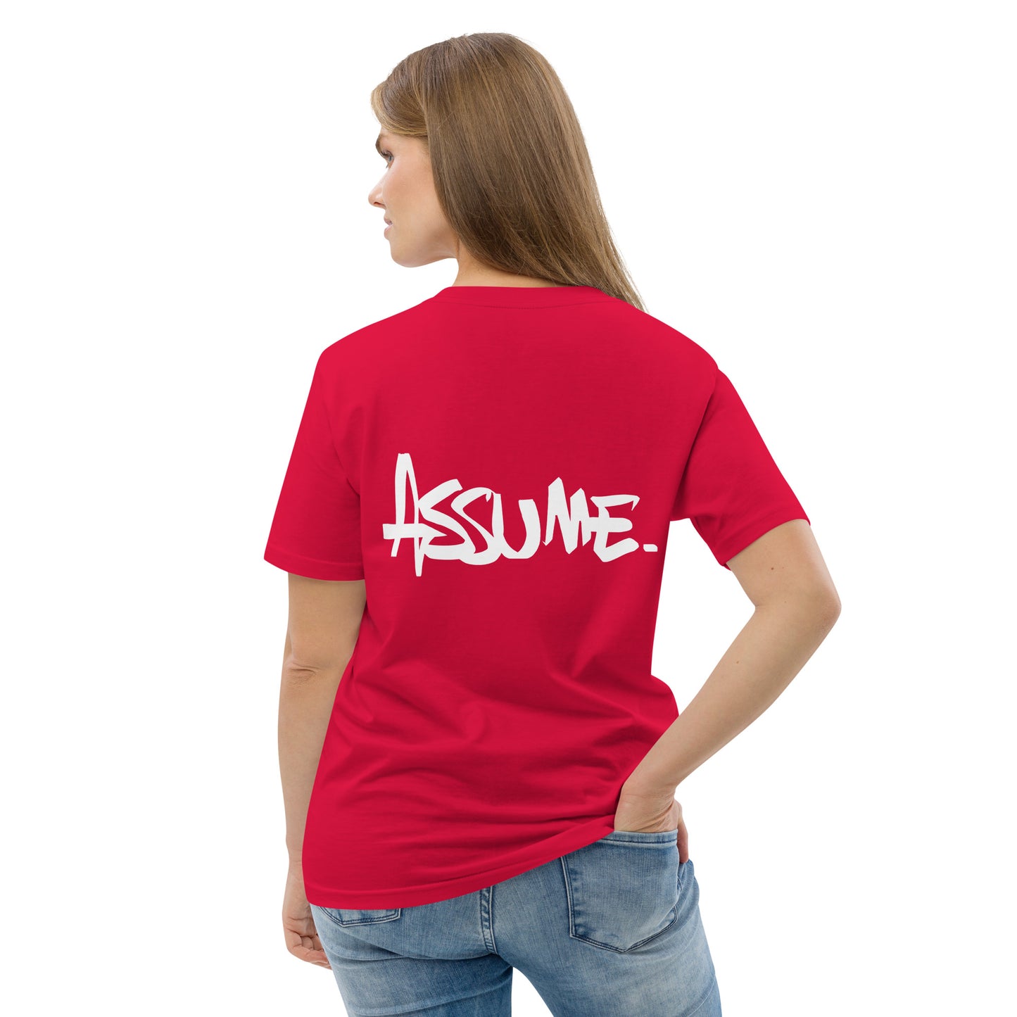 T-shirt ASSUME rouge unisexe en coton biologique