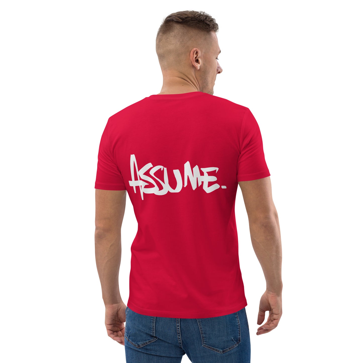 T-shirt ASSUME rouge unisexe en coton biologique