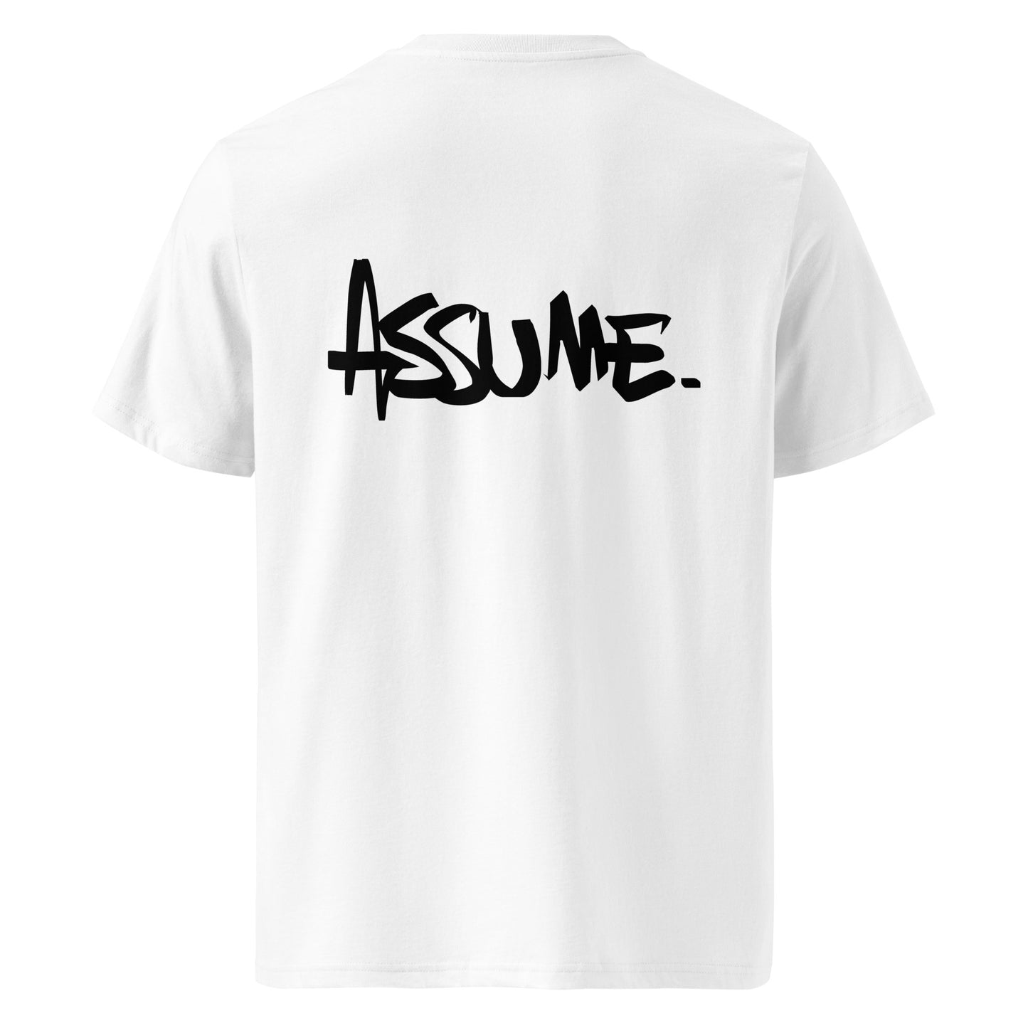 T-shirt ASSUME blanc unisexe en coton biologique