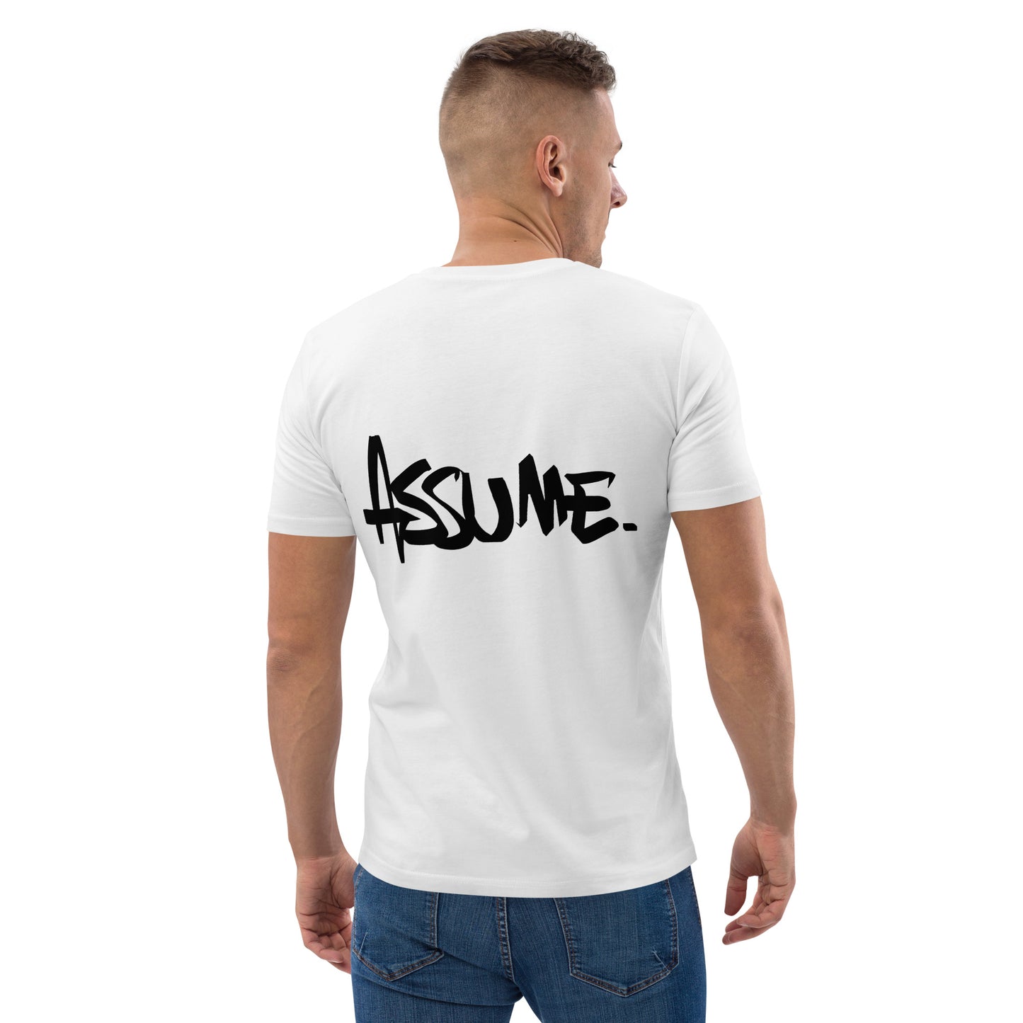 T-shirt ASSUME blanc unisexe en coton biologique